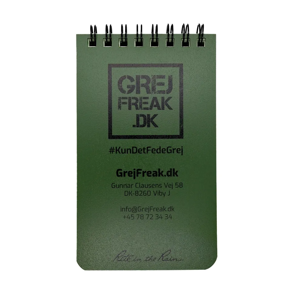 Rite In The Rain - Pocket Top Spiral m. GrejFreak.dk Logo 8 x 13 cm // Grøn
