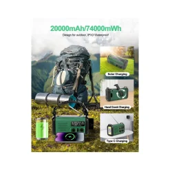 Sunny Hiker - Nødradio m. Powerbank 20.000 mAh