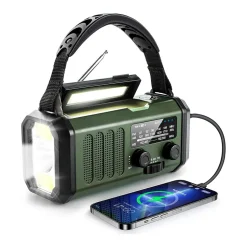 Sunny Hiker - Nødradio m. Powerbank 10.000 mAh // Grøn