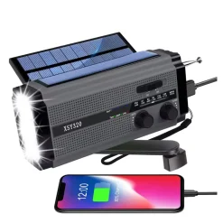 Sunny Hiker - Nødradio m. Powerbank 5.000 mAh (Kan bruge 3xAAA Batterier) // Sort